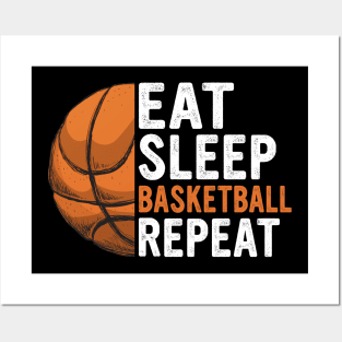 Eat Sleep Basketball Repeat Funny Basketball Players Kids Posters and Art